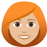 a cartoon illustration of a woman 's face with red hair and brown eyes