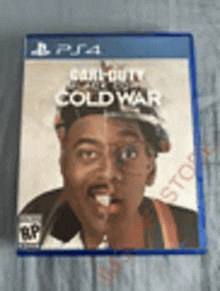 a ps4 game called call of duty cold war has a picture of a black man on the cover .