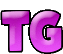 a purple letter tg is on a white background .