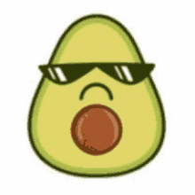 an avocado wearing sunglasses and making a face .