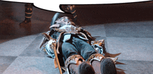 a man laying on the floor with a speech bubble behind him