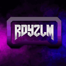 a purple background with a rdyzlm logo