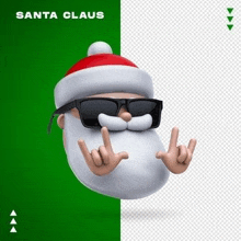 a 3d rendering of santa claus wearing sunglasses and a hat .