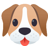 an illustration of a brown and white dog with its tongue hanging out