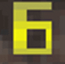 a yellow number 6 is sitting on a black background .