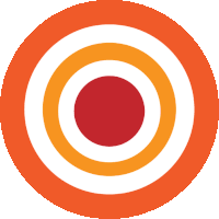 a red circle in the middle of a circle of orange circles