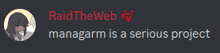 a screenshot of a discord message that says raid the web