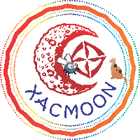 a logo for a company called xacmoon with a fly and a cat