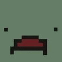 a pixel art drawing of a couch with a red cushion on a green background .