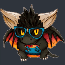 a cartoon dragon wearing sunglasses and holding a game controller