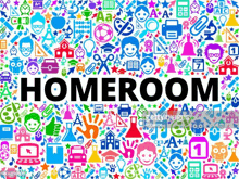 the word homeroom is surrounded by a pattern of school icons .