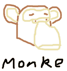 a drawing of a monkey with the word monke written below it