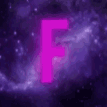 the letter f is glowing in the middle of a galaxy