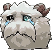 a cartoon drawing of a sheep with horns crying with tears in its eyes .