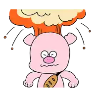 a cartoon of a pig with an explosion coming out of his head .