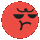 a red circle with a cartoon face on it