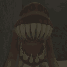 a 3d rendering of a monster with a large mouth and teeth