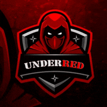 a logo for underred with a hooded figure