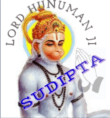 a picture of lord hanuman with the name sudipta written below him