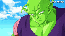 a picture of piccolo from dragon ball z with the words lost forest below it