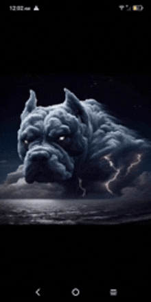 a picture of a dog made of clouds and lightning