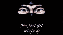 a picture of a ninja with the words you just got ninja 'd written below it