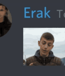 a blurred image of a man with the word erak written above him