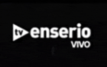 a black and white logo for enserio vivo on a black background .