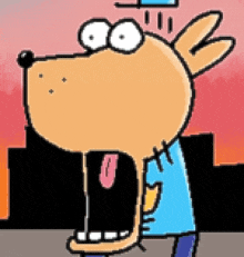 a cartoon of a dog with its mouth open