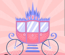 a pink carriage with a purple crown on top of it