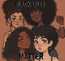 a poster that says black lives matter with a group of women