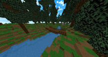 a wooden bridge over a river in a minecraft game