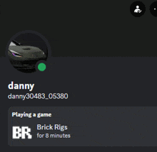 danny is playing a game called brick rigs