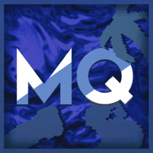 a blue and white logo that says mq on a blue background