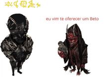 a cartoon of a man standing next to a demon with the words eu vim te oferecer um beto on the bottom