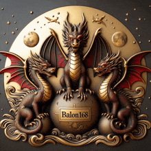 a statue of three dragons with the name balon168 on the bottom