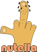 a drawing of a hand with the word nutella on the bottom