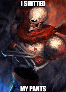 a painting of papyrus with the words i shitted my pants above him