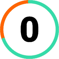 a green and orange circle with the number 0 in the middle