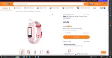 a screenshot of a tekno sa website shows a pink bunny watch for 399 tl