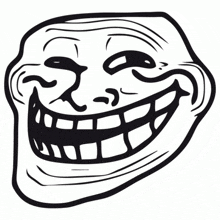 a troll face with a big smile on it