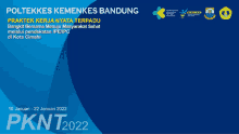 a blue background with the words poltekkes kemenkes bandung written on it