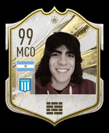 a picture of a young man with the number 99 mco