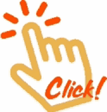 a hand pointing up with the word click written below it