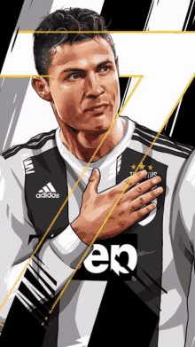 a drawing of cristiano ronaldo wearing an adidas shirt