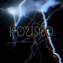 a picture of lightning and the word kousro in white