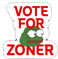 a sticker that says vote for zoner with a frog