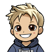 a cartoon drawing of a boy wearing a hoodie that says blizzard