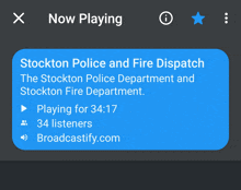 the stockton police and fire dispatch is now playing