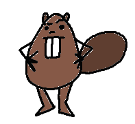 a cartoon drawing of a beaver with a huge tail